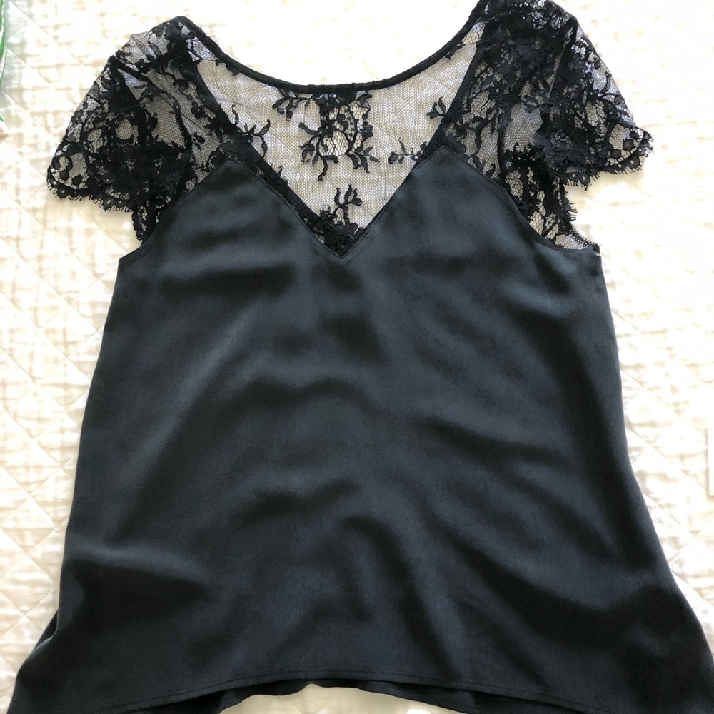 Beautiful silk and lace black top.